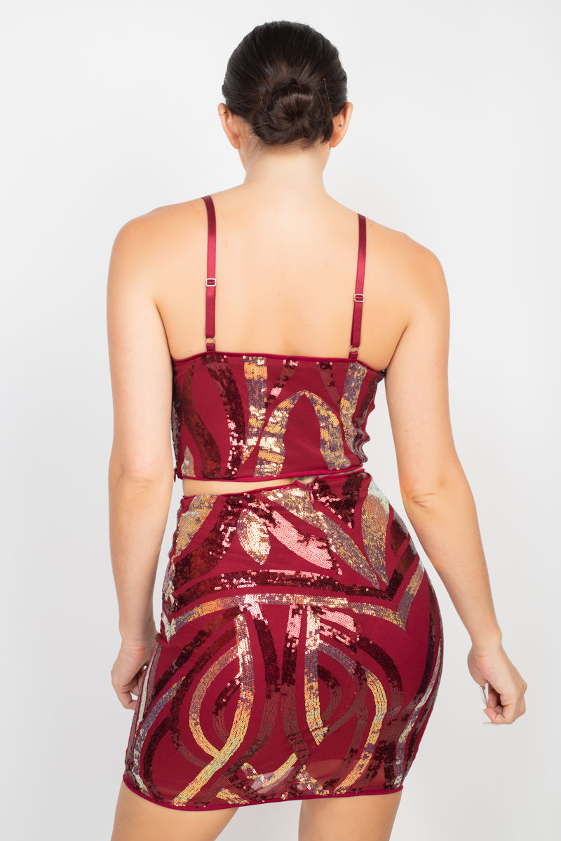 Thumbnail: Sequin Square Cami Top & Mini Skirts Set