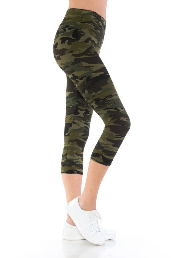 Thumbnail: Yoga Style Banded Lined Tie Dye Printed Knit Capri Legging With High Waist.