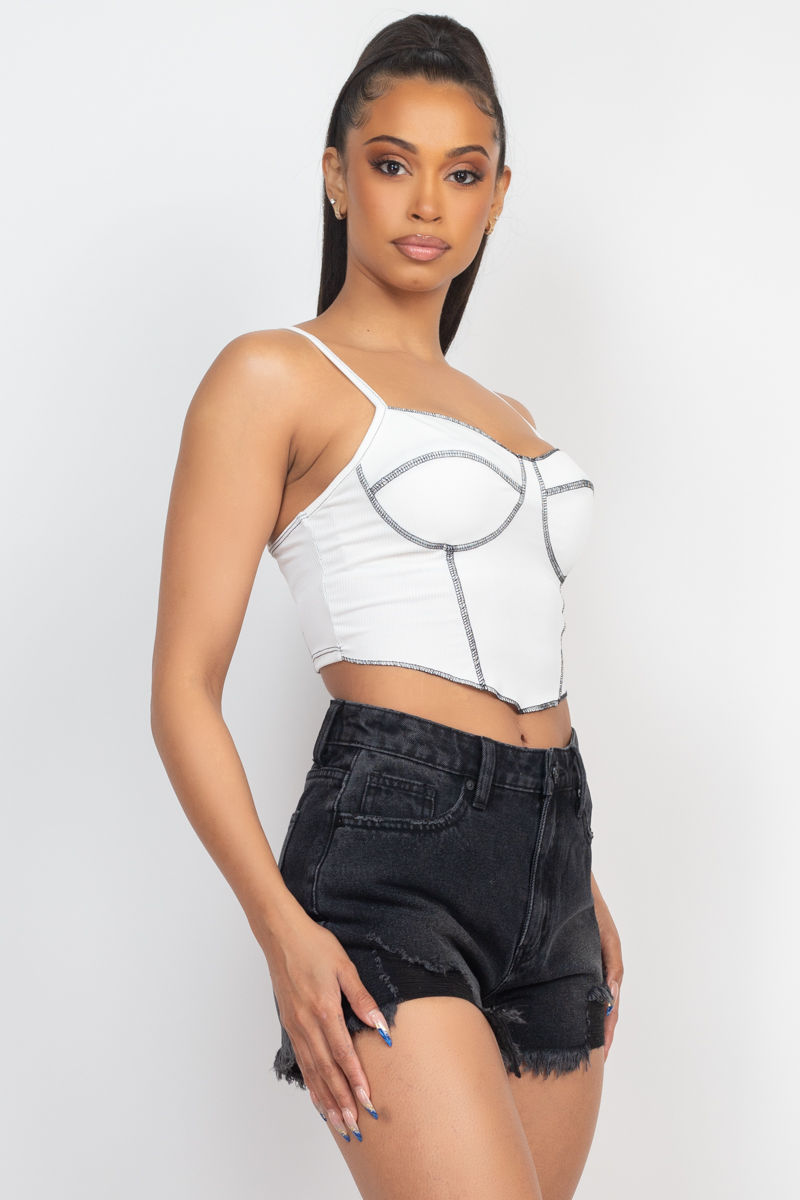 Thumbnail: Bustier Sleeveless Ribbed Top