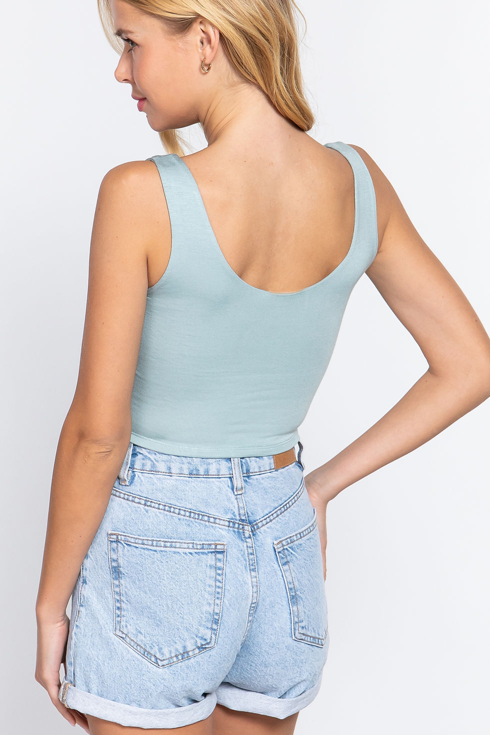 Thumbnail: Scoop Neck 2 Ply Crop Tank Top