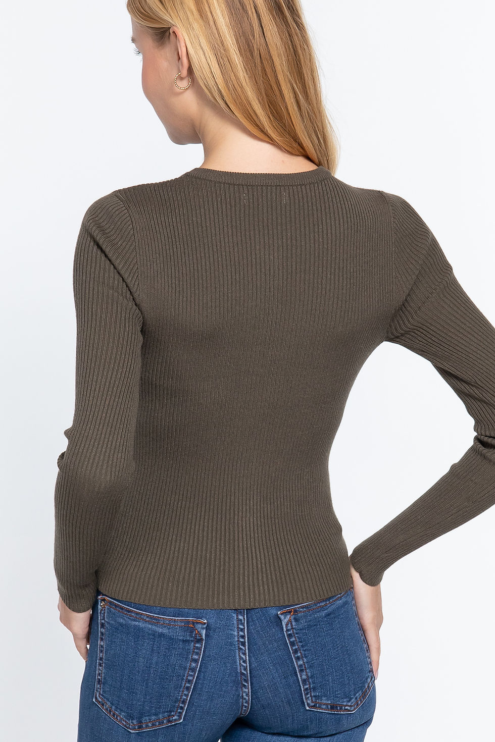 Thumbnail: Long Slv Crew Neck Basic Cardigan