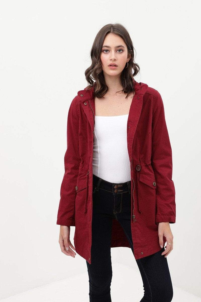 Thumbnail: Long Line Hooded Utility Anorak Jacket Coat