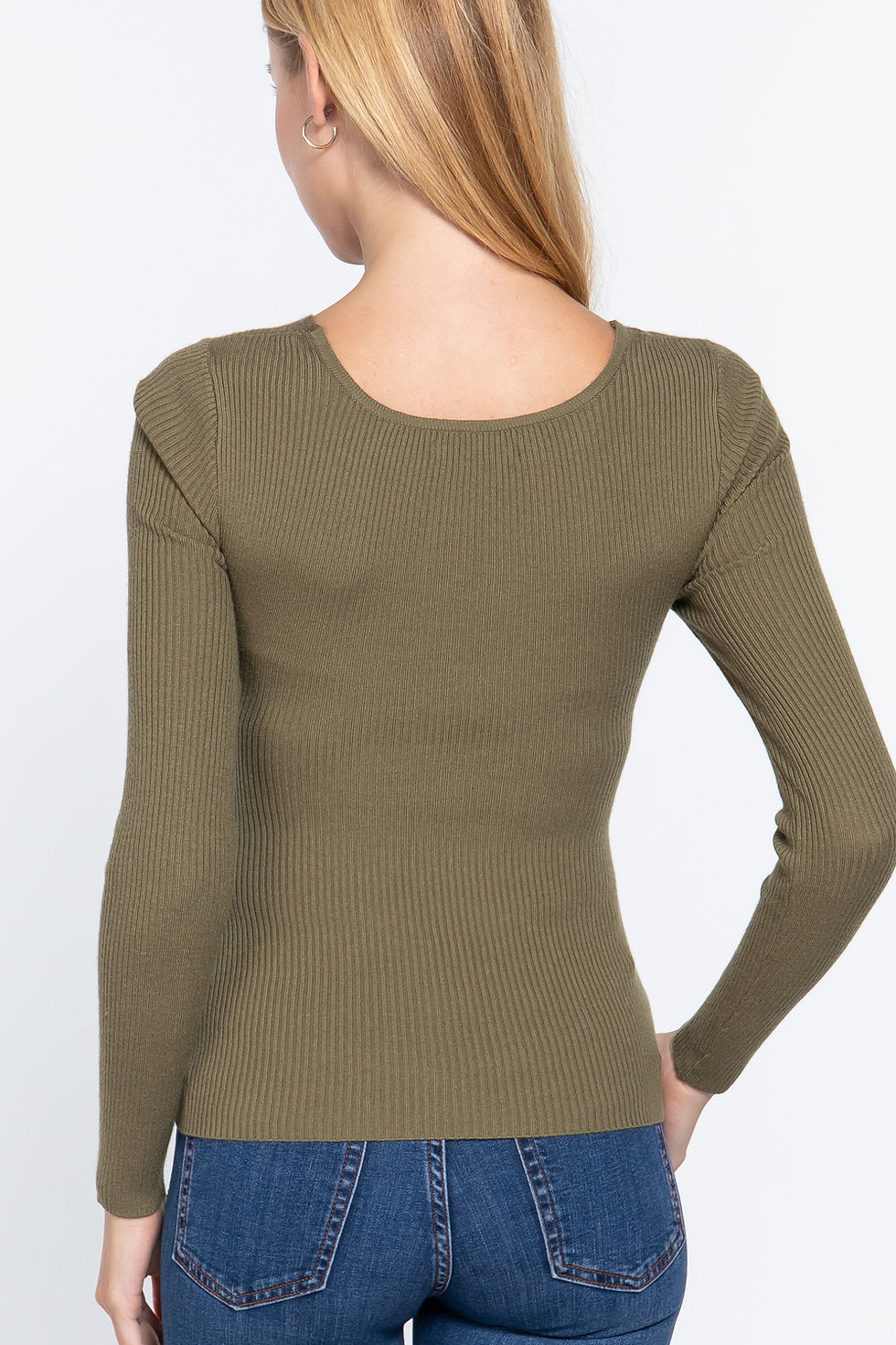 Thumbnail: Long Slv V-neck Knotted Sweater