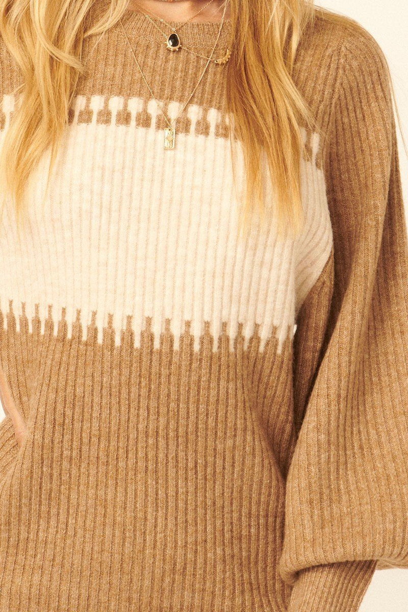 Thumbnail: A Ribbed Knit Sweater Mini Dress