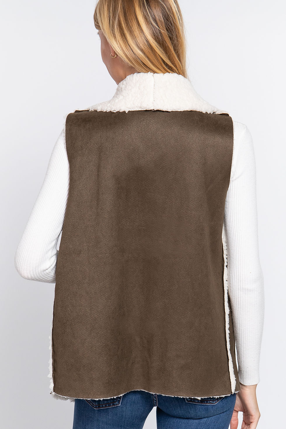 Thumbnail: Shawl Faux Suede Fur Bonded Vest        