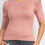 Thumbnail: Round Neck Puff Ruched Sleeve Top