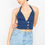 Thumbnail: Denim Halter Neck Seamed Crop Top