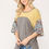 Thumbnail: Colorblock Knit And Floral Print Mixed Top With Dolman Sleeve