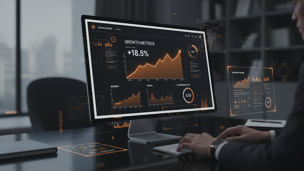 Close-up view of a website analytics dashboard showing growth metrics