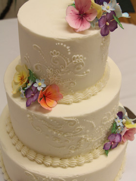 Buttercream Wedding Cake with Sugar Pansies