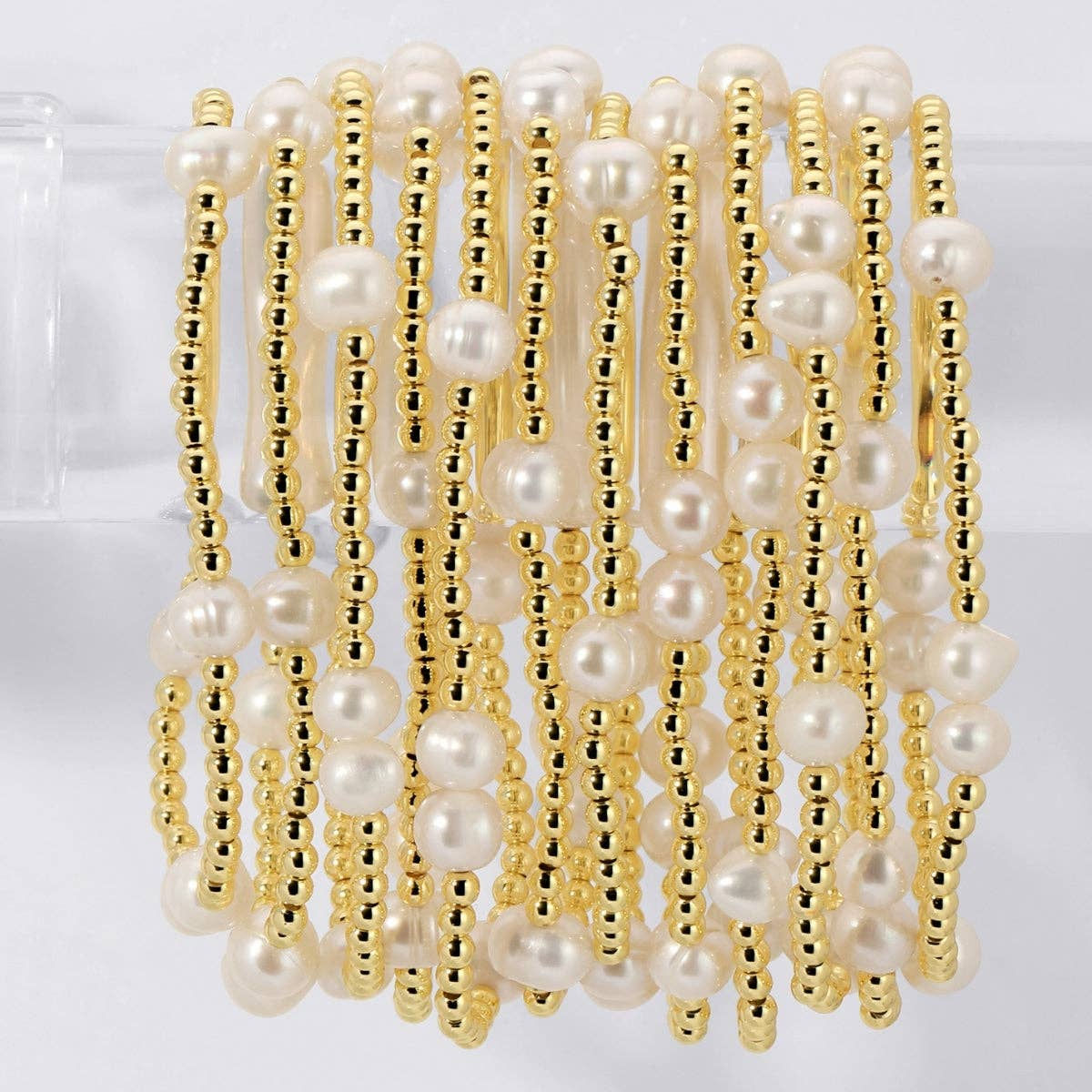 Stretch Bead Bracelets w/ Large Pearl Accents