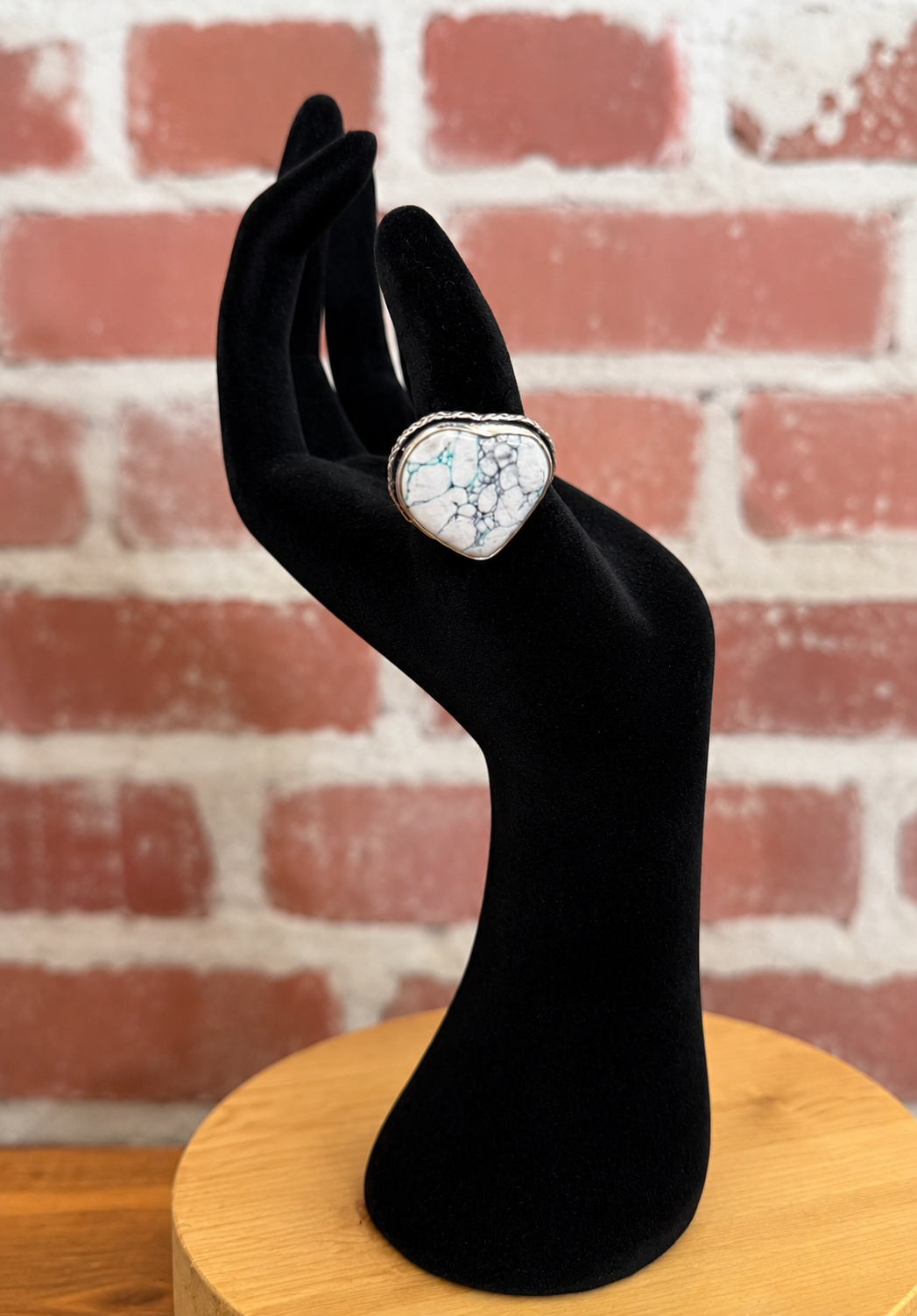 White Heart Stone Statement Ring