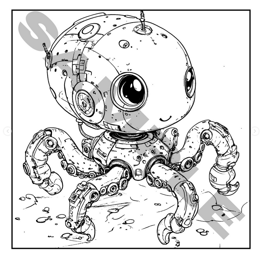 Thumbnail: Cute Robots Coloring Book