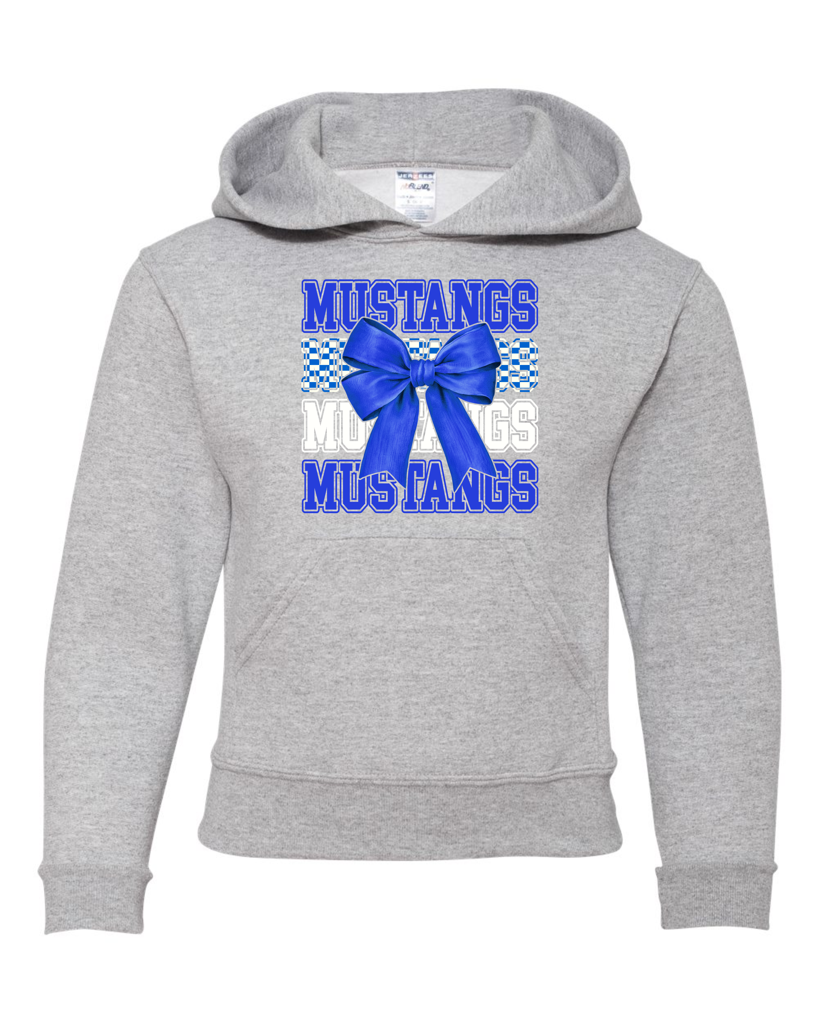 "Mustangs Repeat with Bow" Youth Hooded Sweatshirt