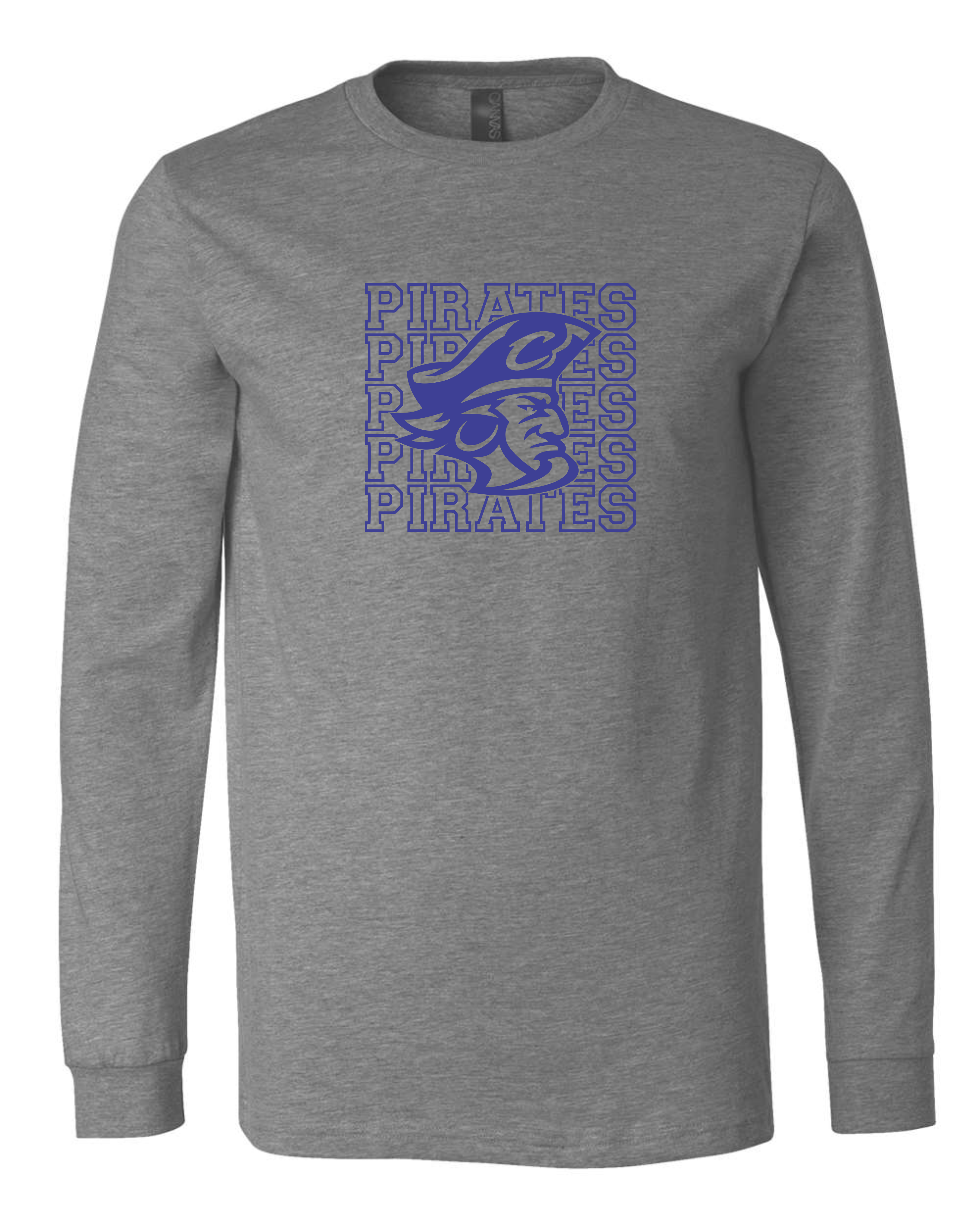 "Pirates Repeat with Pirate Head" Youth Long Sleeve Tee