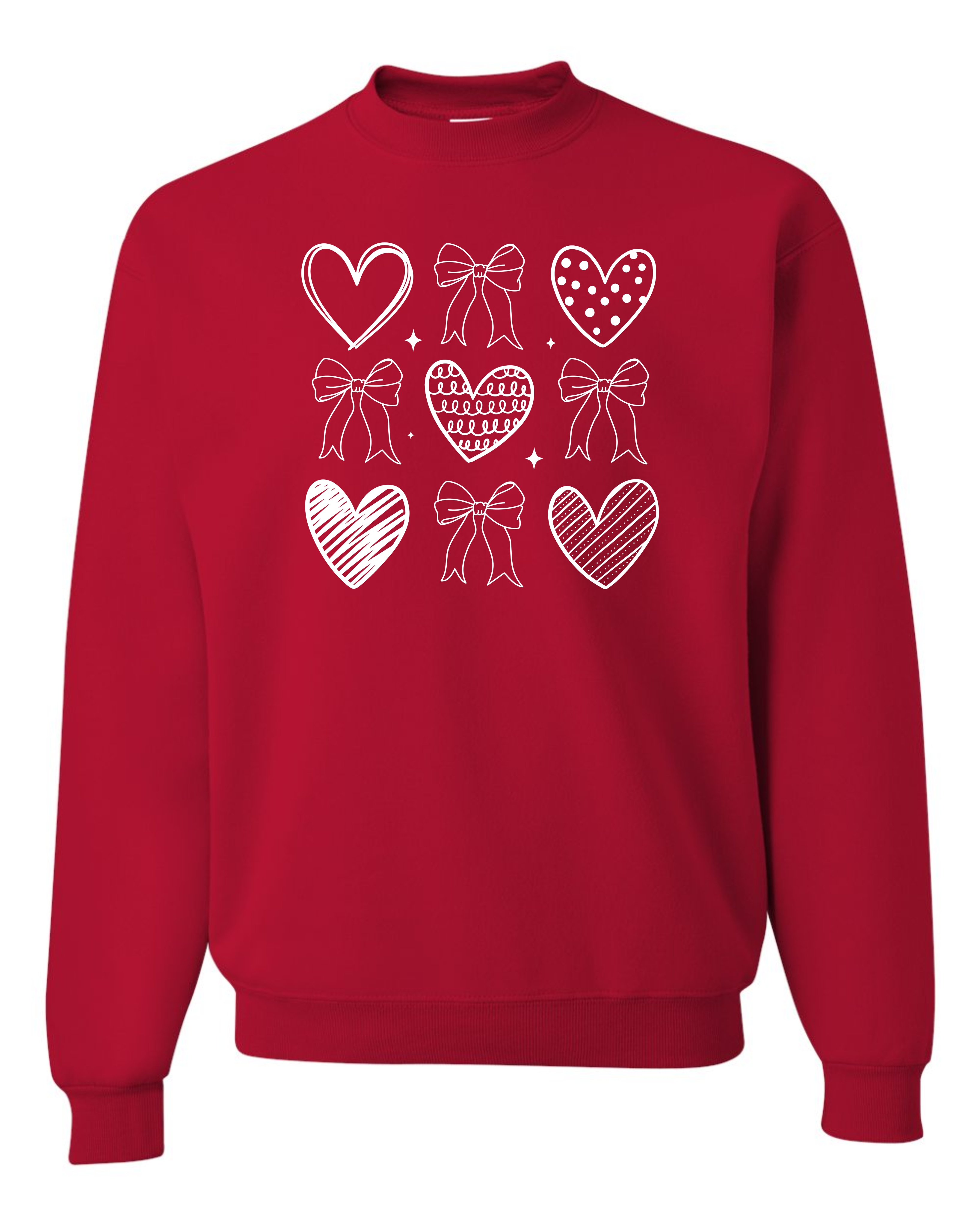 "Doodle Hearts and Bows" Adult Crewneck Sweatshirt