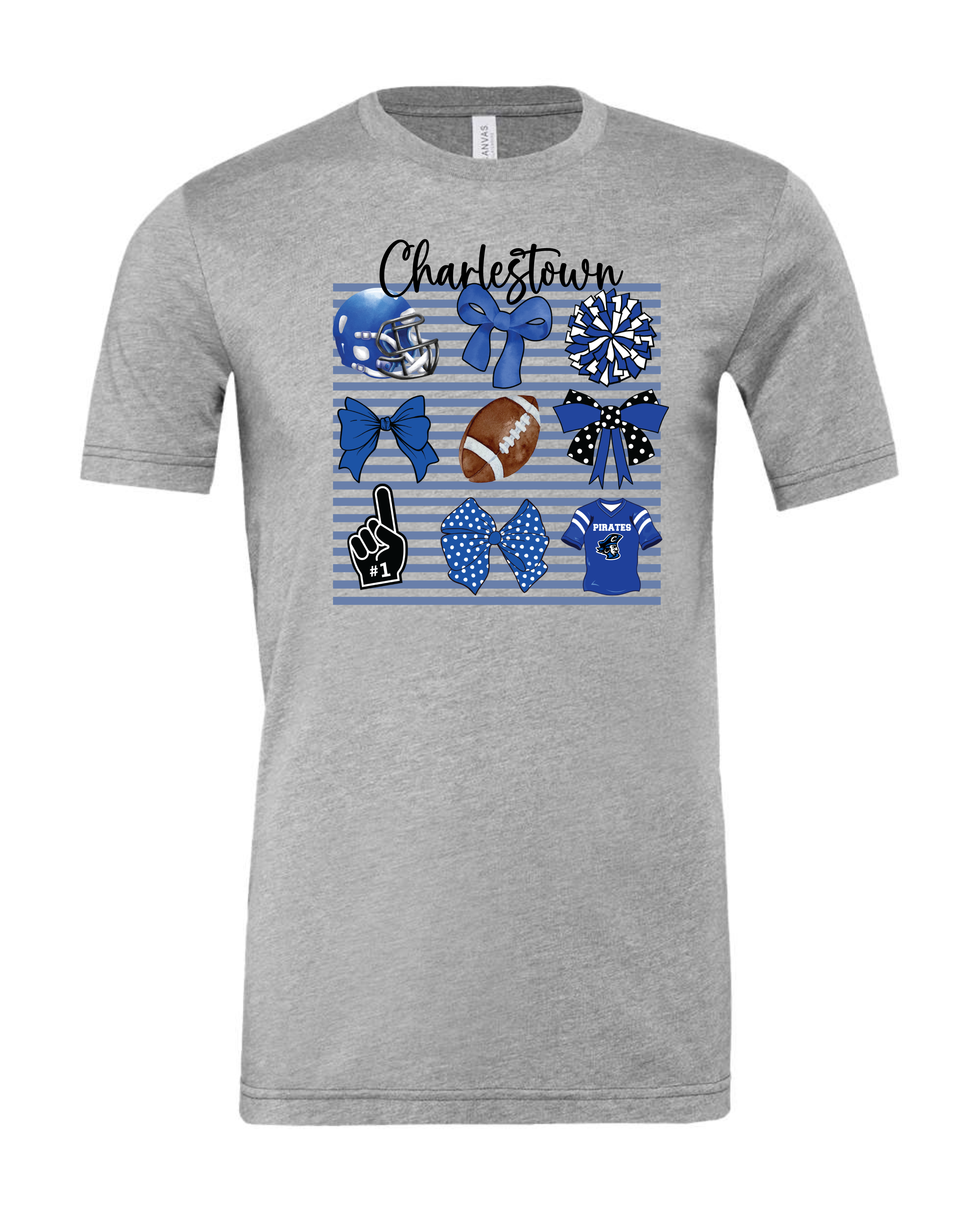 "Charlestown Football with Helmet and Pom Pom" Adult Short Sleeve Tee