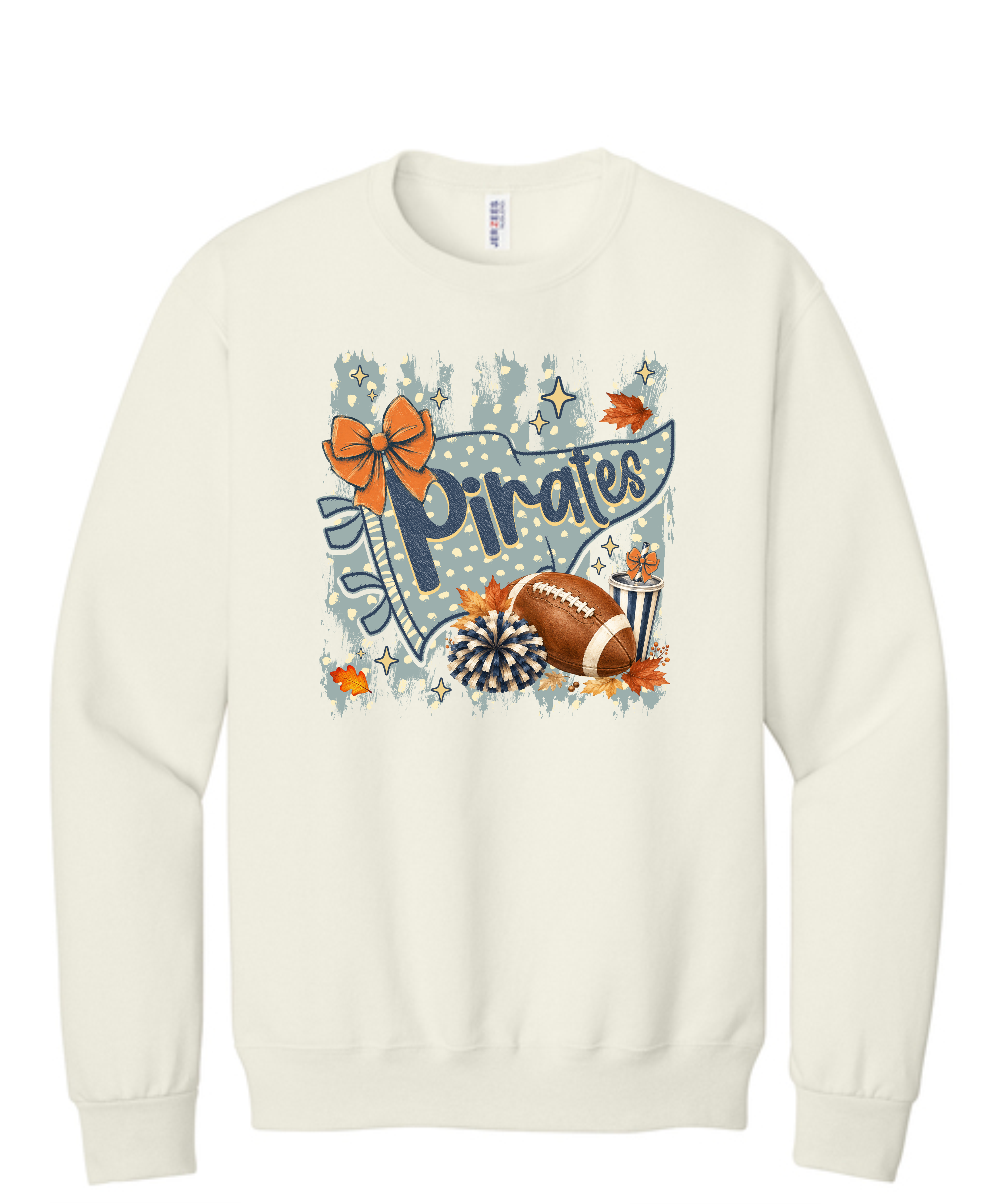 "Pirates Pennant with Football and Pom Pom" Adult Crewneck Sweatshirt