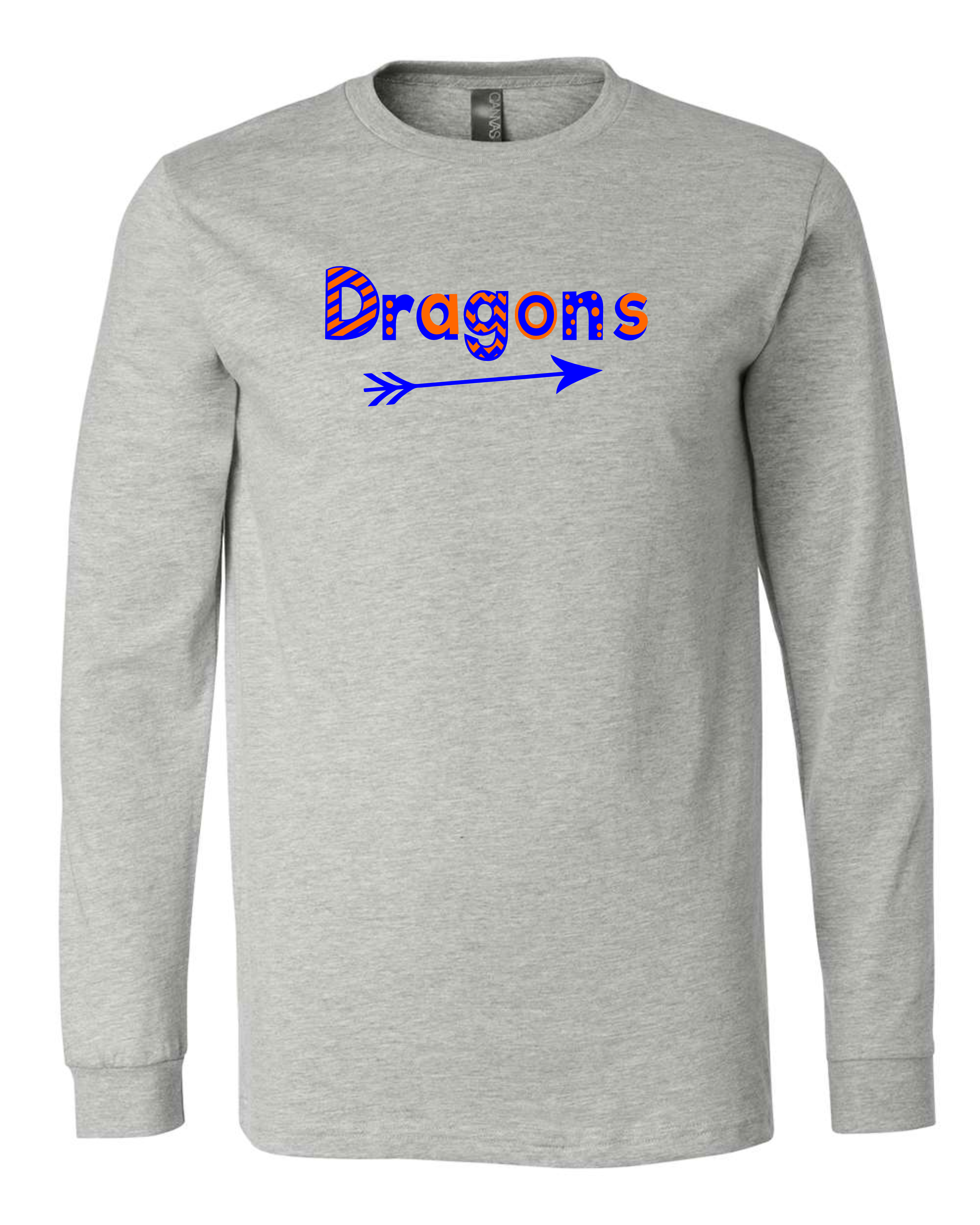 "Dragons Fun Font" Youth Long Sleeve Tee