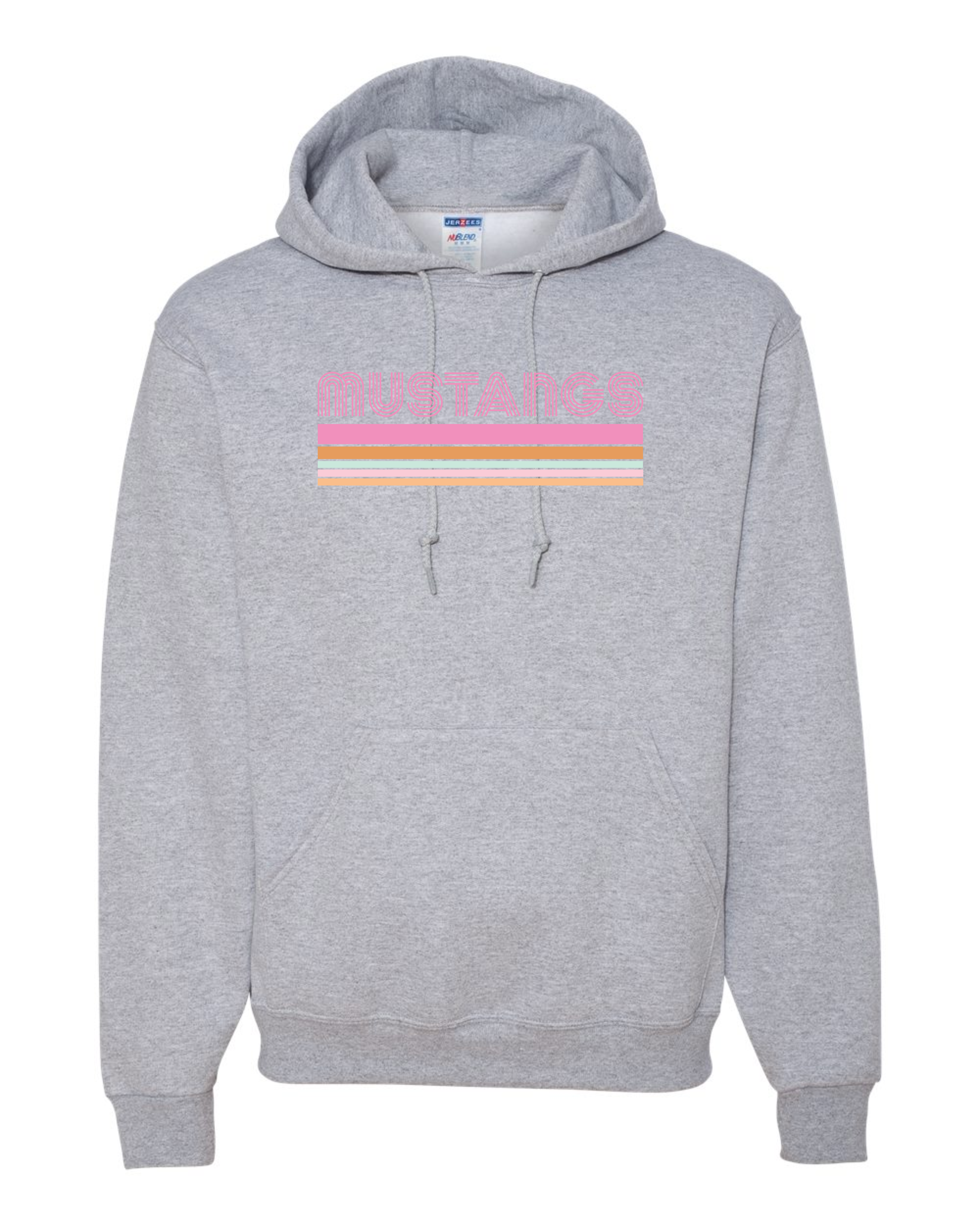 "Retro Mustangs with Lines" Adult Hooded Sweatshirt