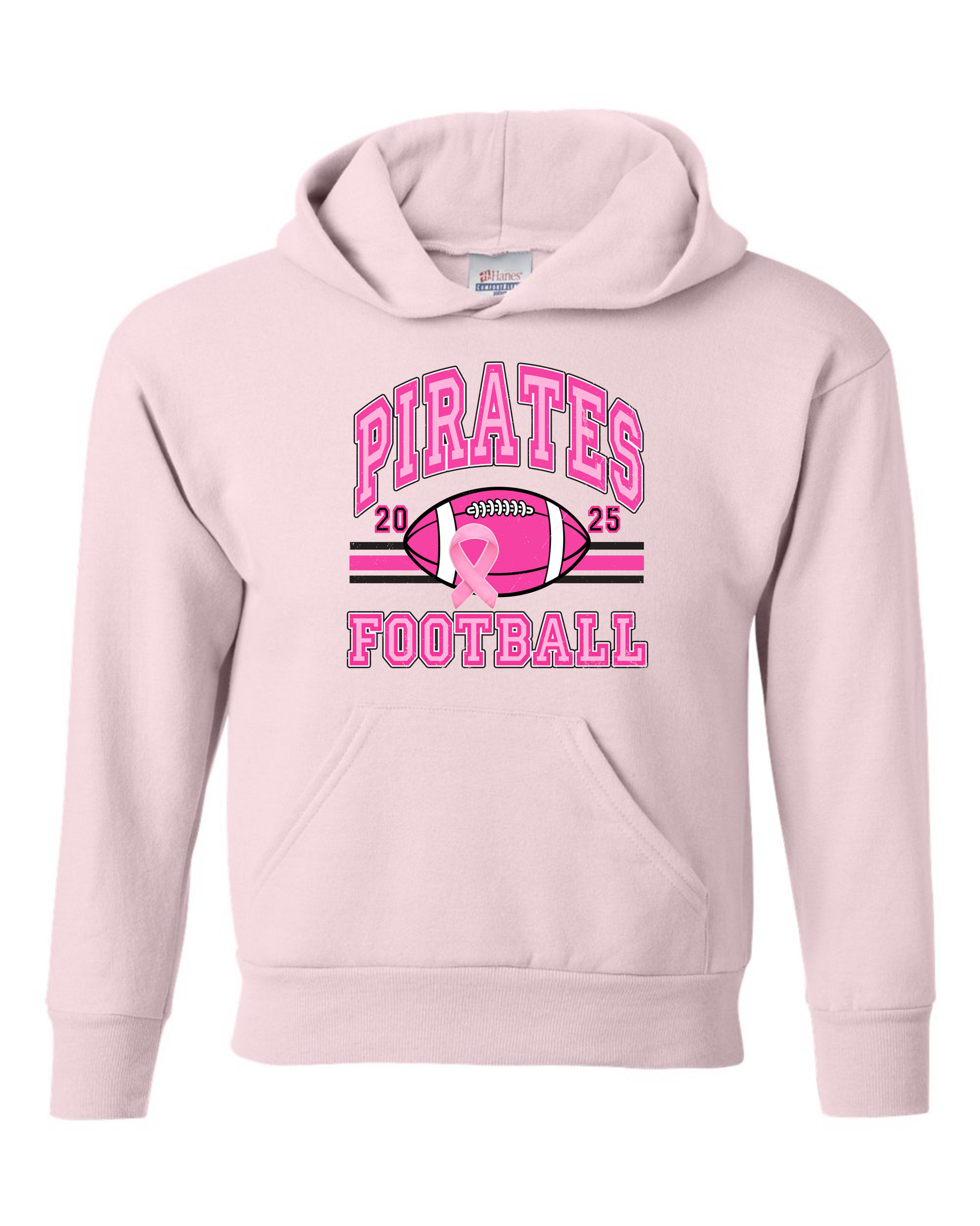 "Pirates Football Pink Out" Youth Hooded Sweatshirt