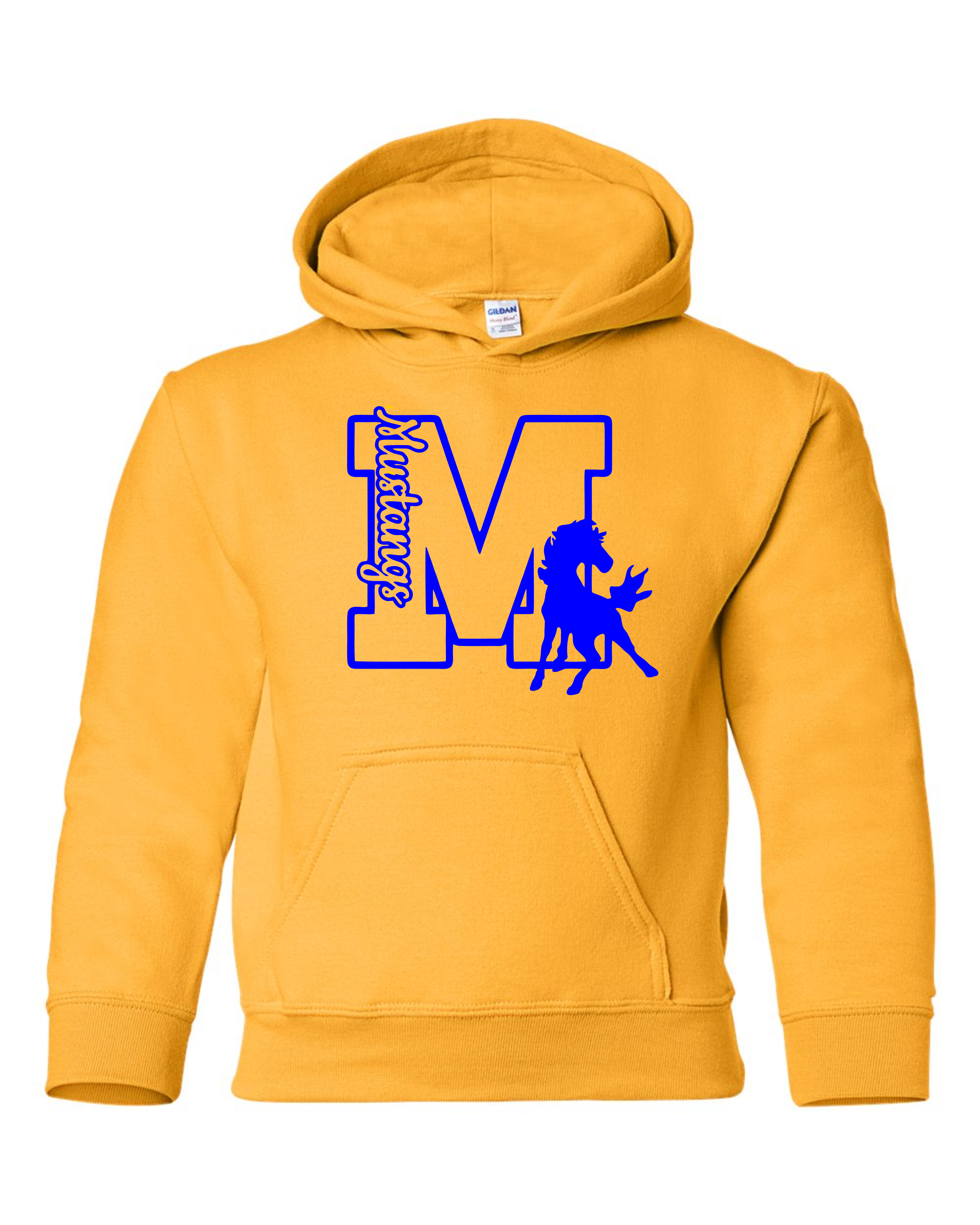 "Mustangs M with Mustang" Youth Hooded Sweatshirt
