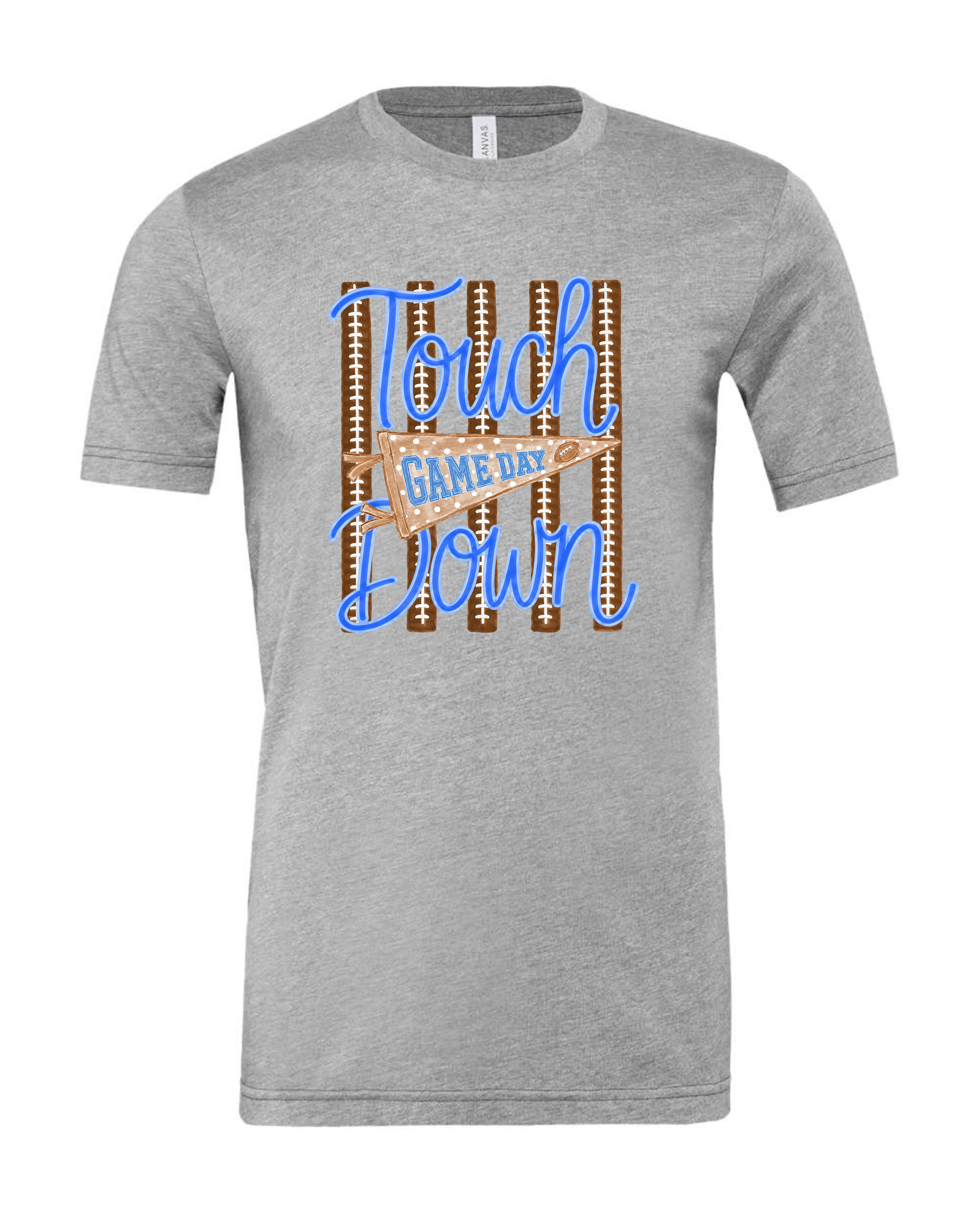 "Game Day Touchdown with Stripes" Adult Short Sleeve Tee