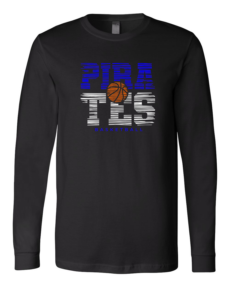 Thumbnail: "Pirates Basketball Distressed" Youth Long Sleeve Tee