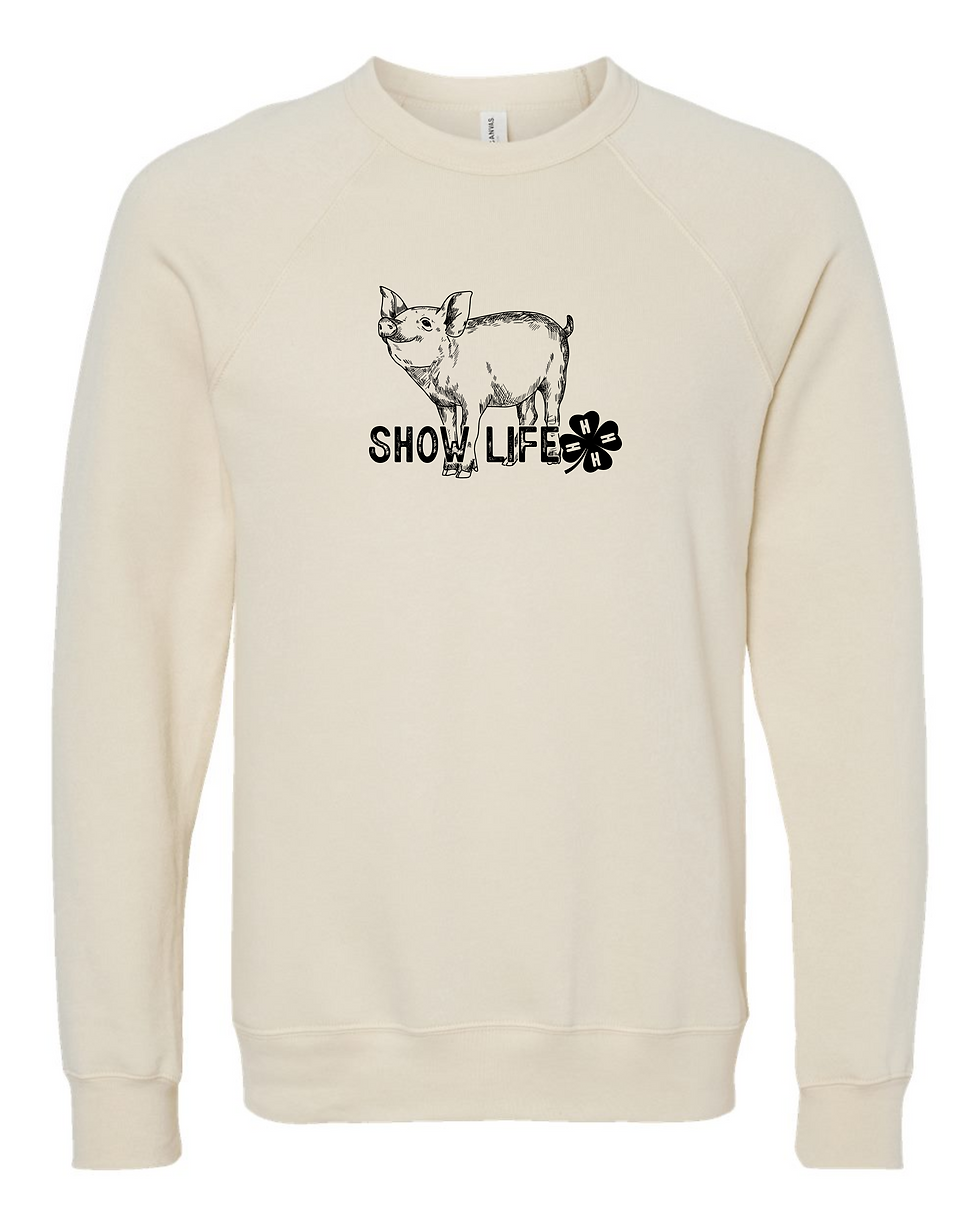"Show Life Pig" Adult Crewneck Sweatshirt