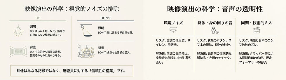 視覚的ノイズと音声ノイズの排除