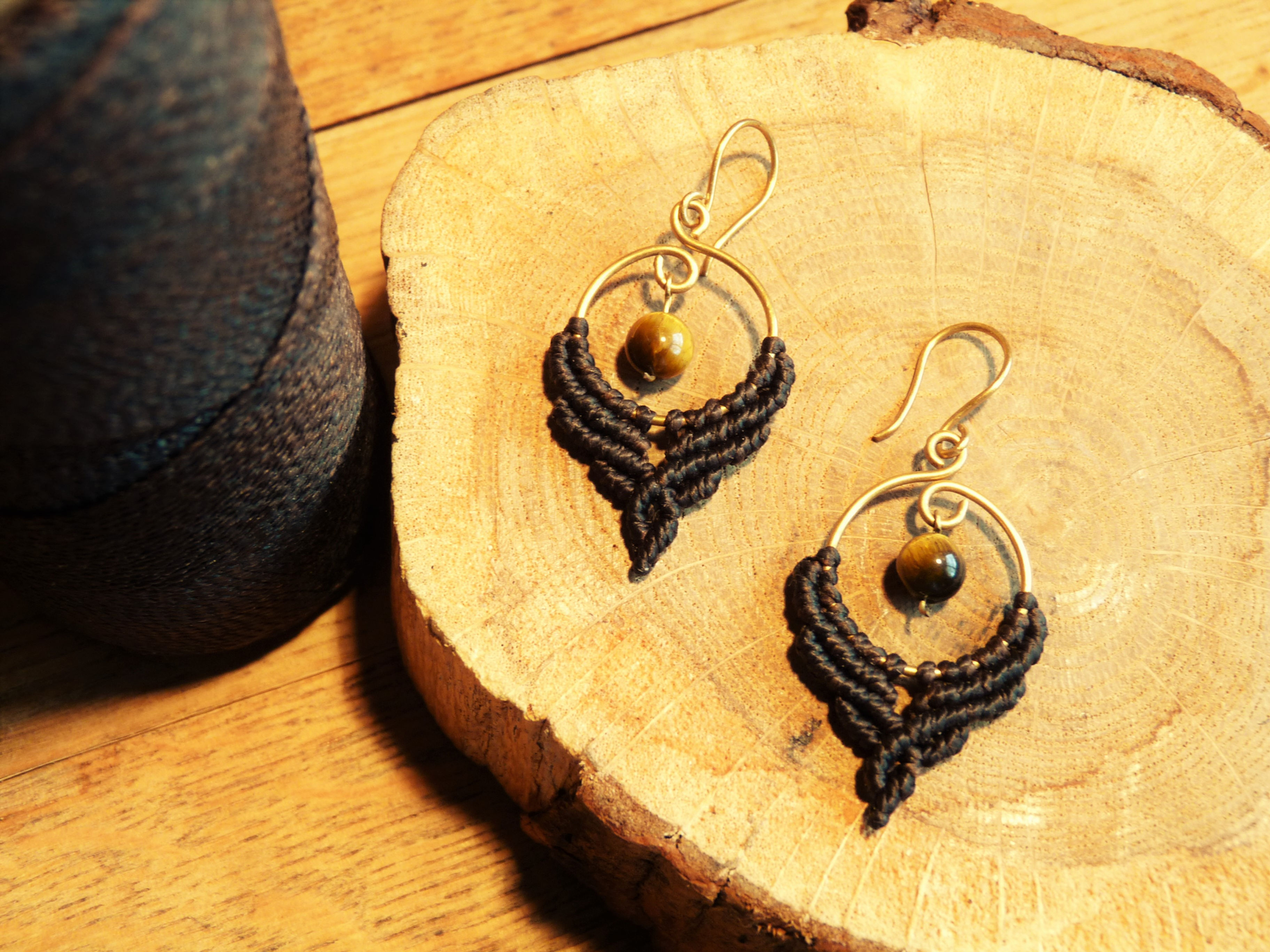 Pendientes macramé de latón