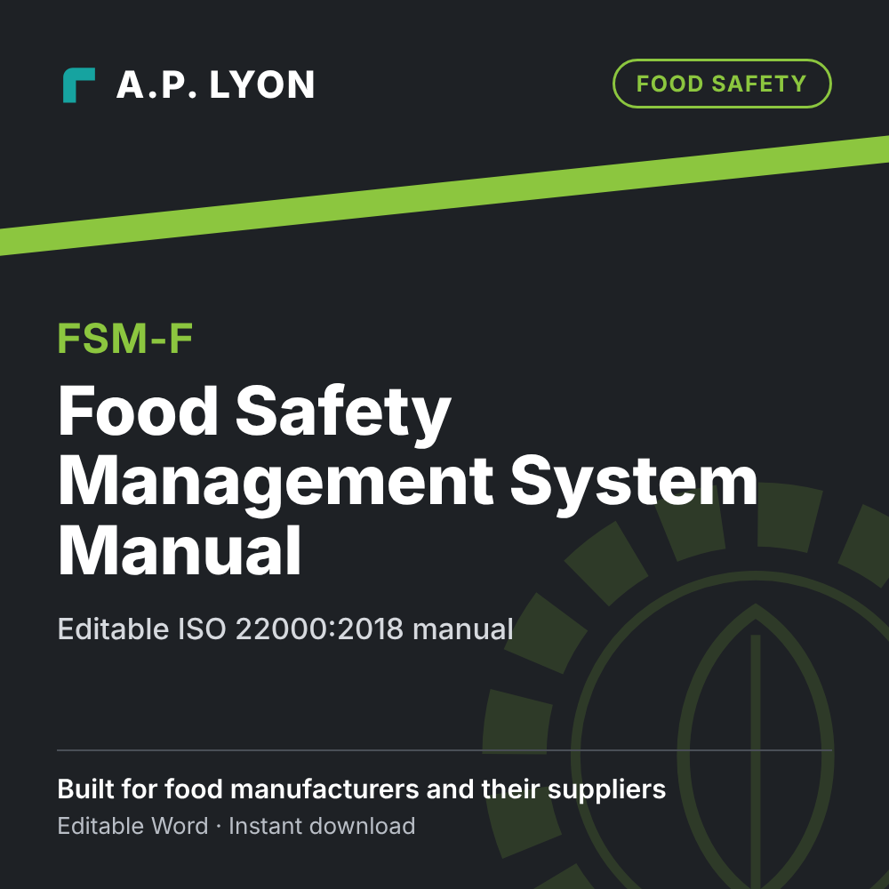 Food Safety Management System Manual | ISO 22000 editable food safety manual cover