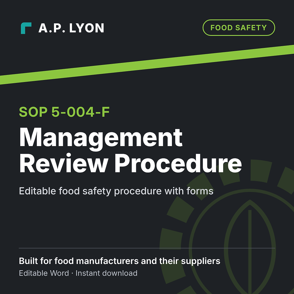 Food Safety | Management Review Procedure editable food safety procedure cover