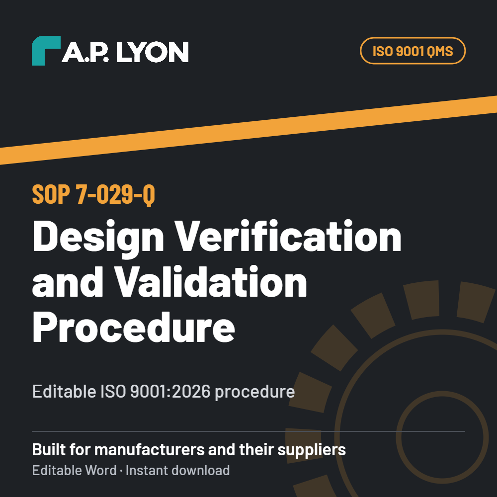 Design Verification and Validation Procedure | ISO 9001:2026 editable ISO 9001 QMS procedure cover
