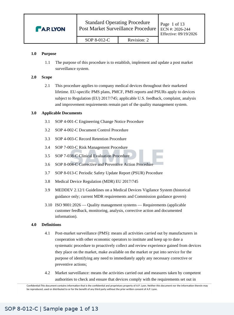 SOP 8-012-C document sample — page 1