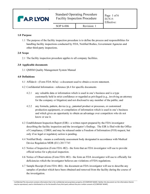 Facility Inspection Procedure — document preview