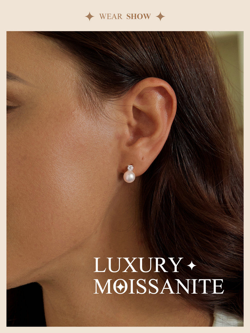 Thumbnail: BAMOER Moissanite 925 Sterling Silver Freshwater Pearl Stud Earrings VVS1 Lab Cr