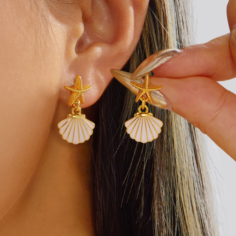 Thumbnail: Solenne Seaside Star & Shell Drop Earrings 