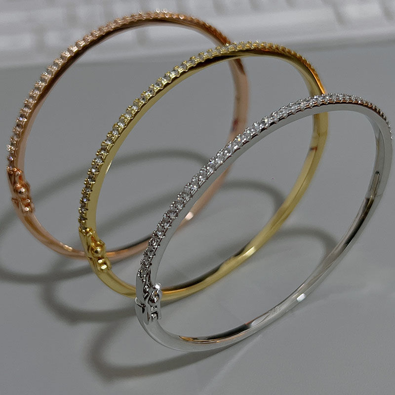 Thumbnail: Top Quality Fashion Lovely Bangle Pure Sterling 925 Silver Jewelry For Women Des