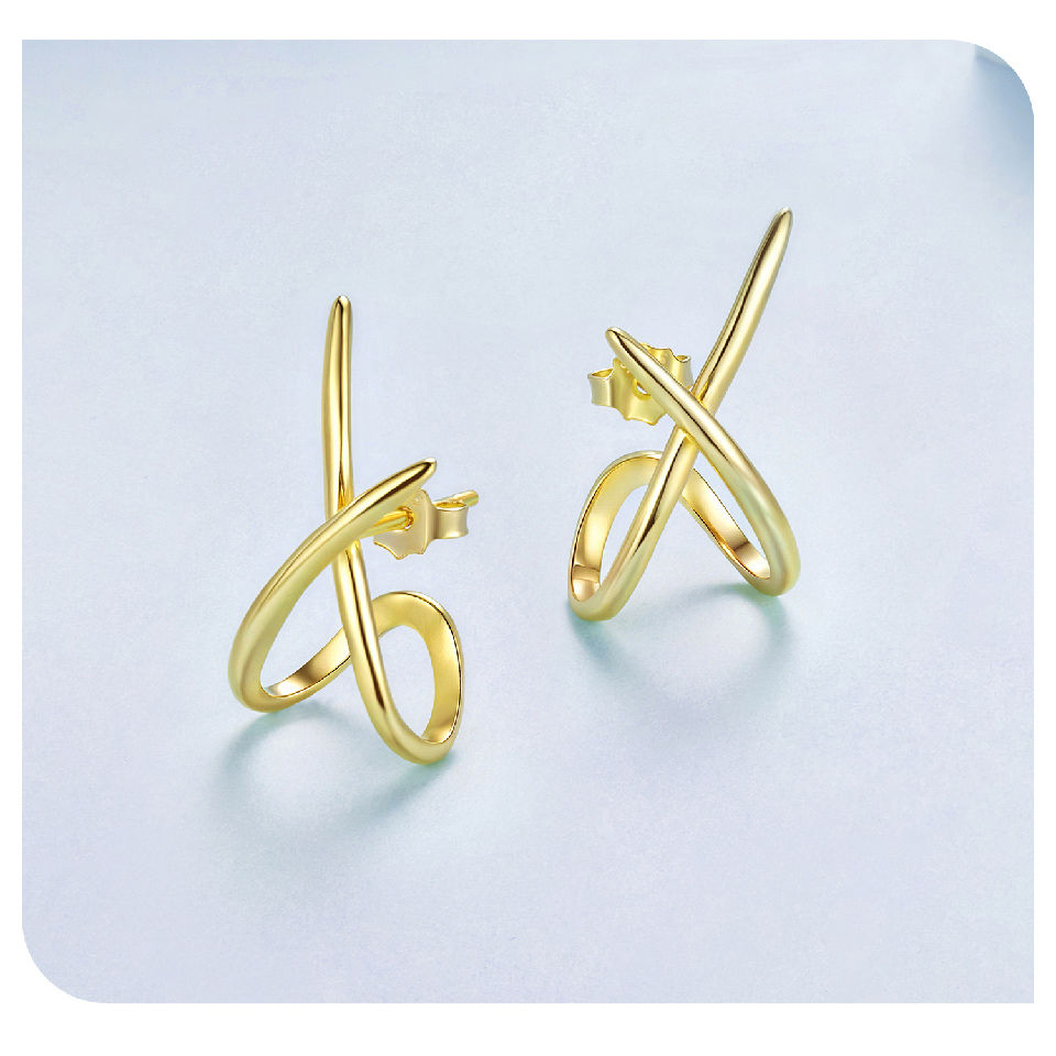 Thumbnail: Solenne Cross Blade Stud Earrings