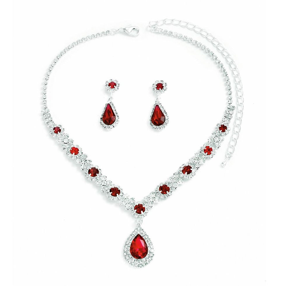 Thumbnail: Fashionable Crystal Jewelry Necklace Earring Set Premium Luxury Pendant Necklace