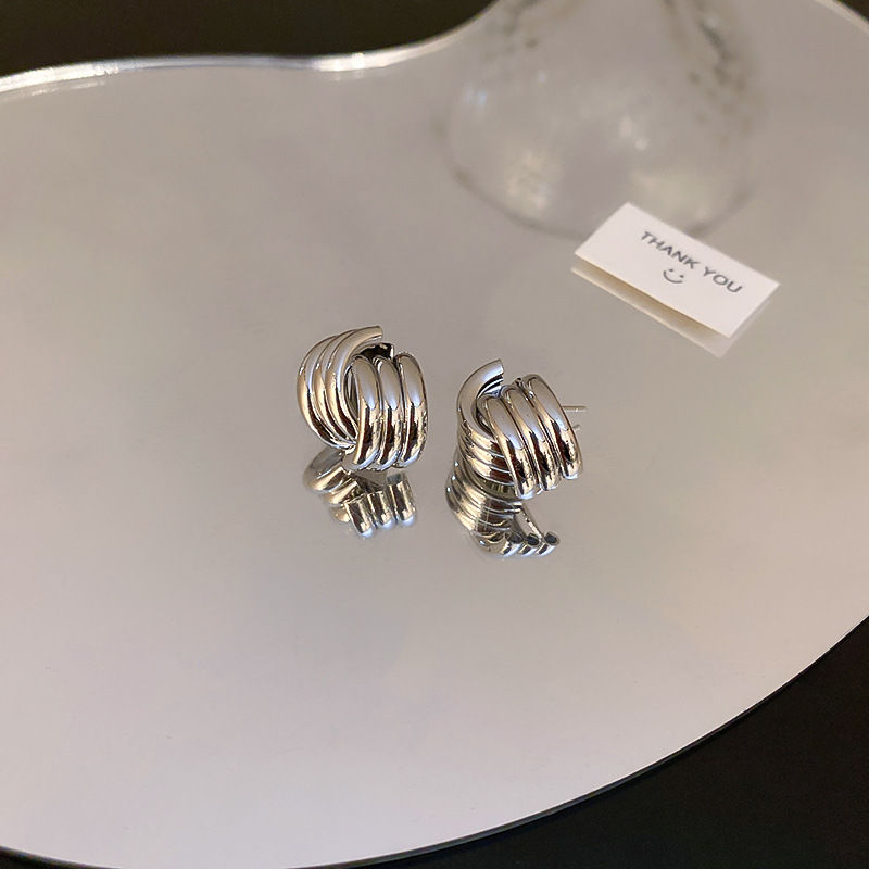 Thumbnail: Solenne Triple Layer Dome Earrings 