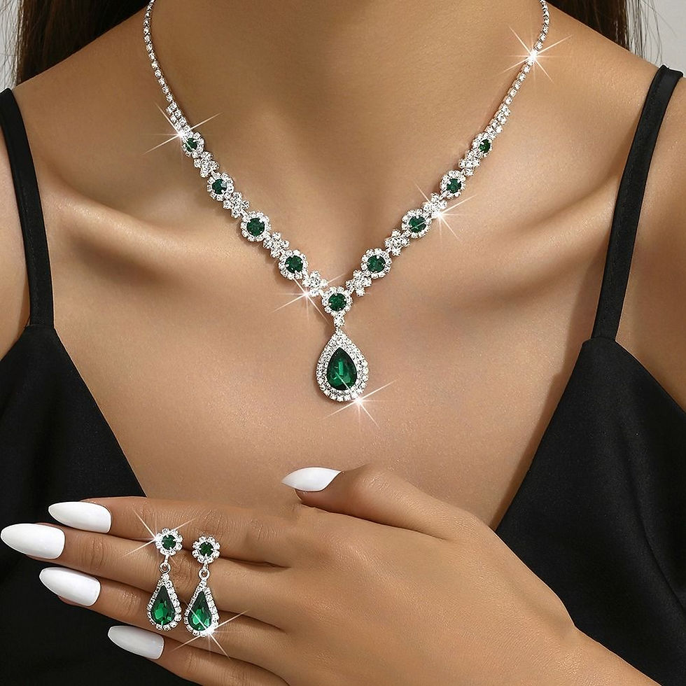 Thumbnail: Fashionable Crystal Jewelry Necklace Earring Set Premium Luxury Pendant Necklace