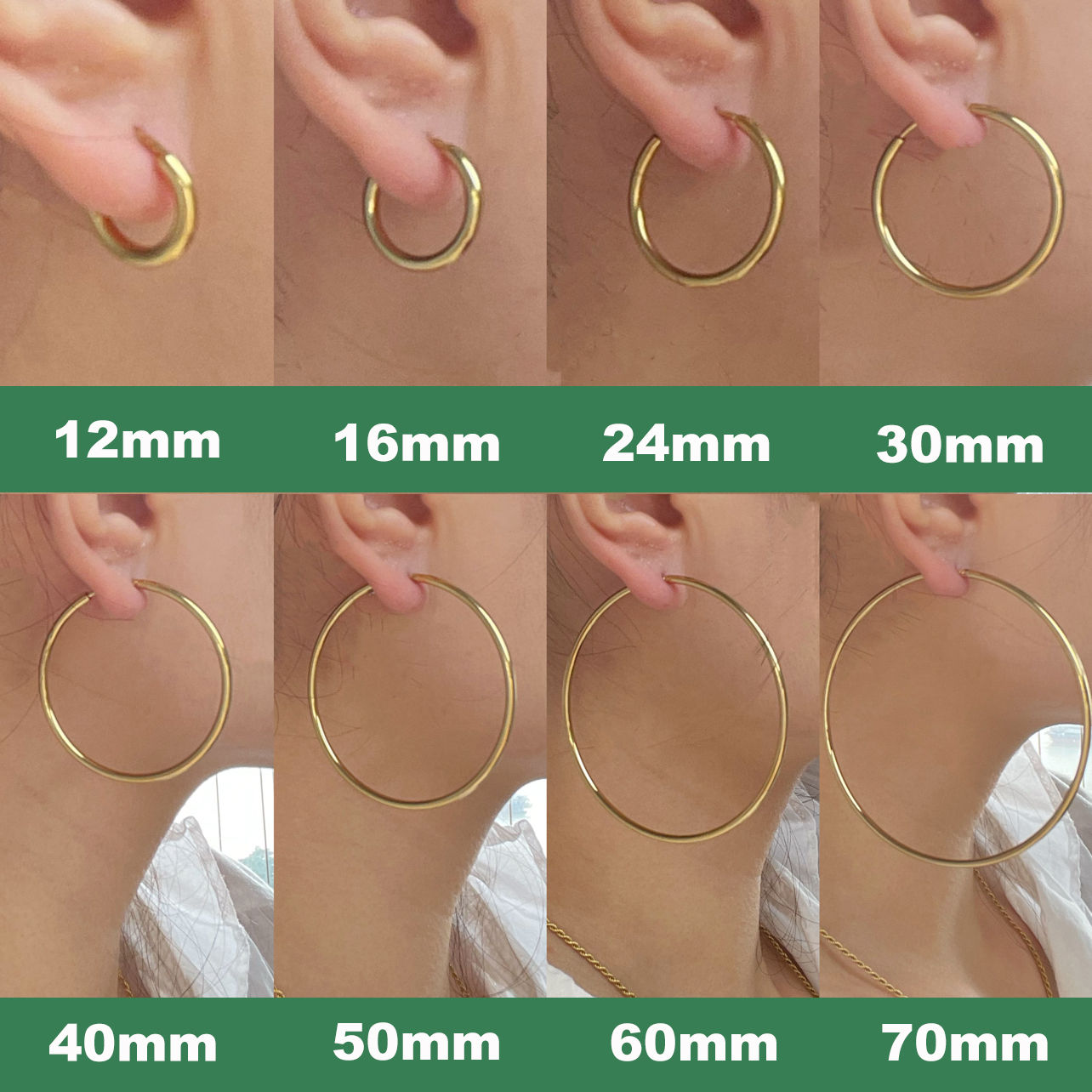 Stainless Steel 12-70mm Minimalist Big Circle Hoop Earrings for Women Trendy Gol