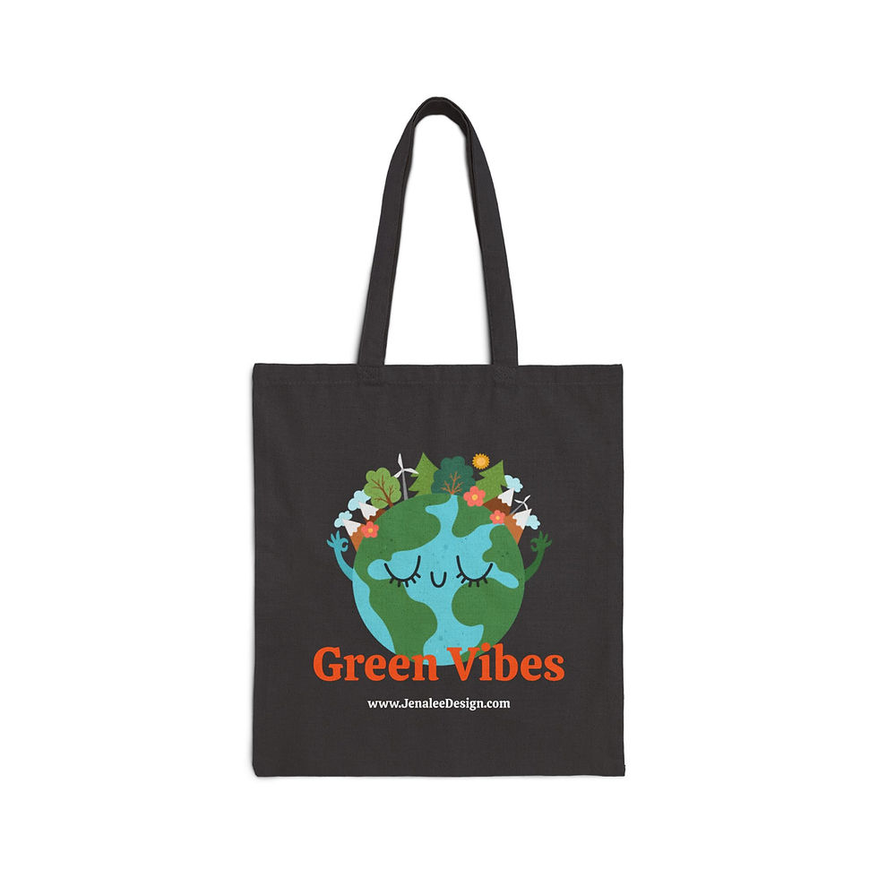 Thumbnail: "Green Vibes" Cotton Canvas Tote Bag