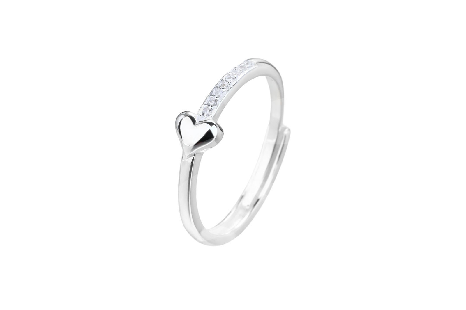 Delicate White Zirconia Adjustable Silver Ring