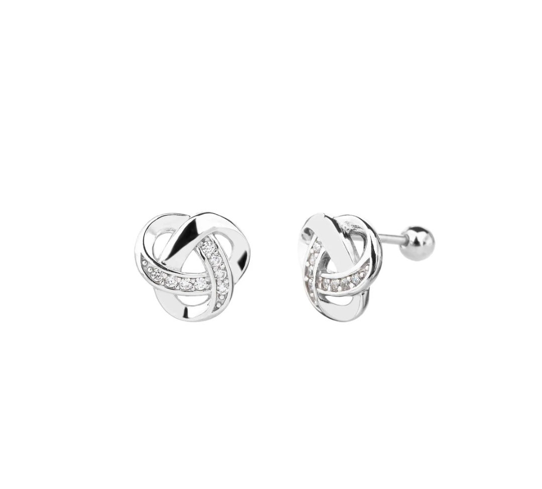 Silver Knot Stud Earrings