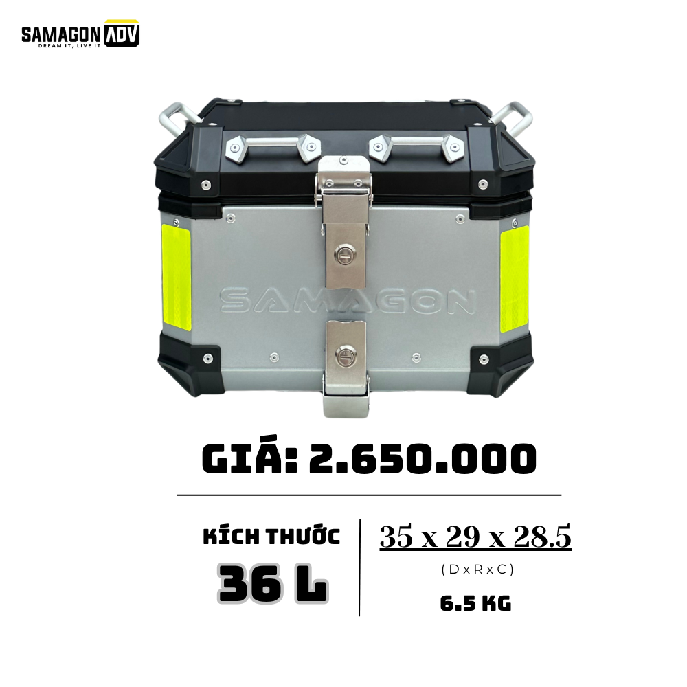 Thùng Nhôm 36L Bạc