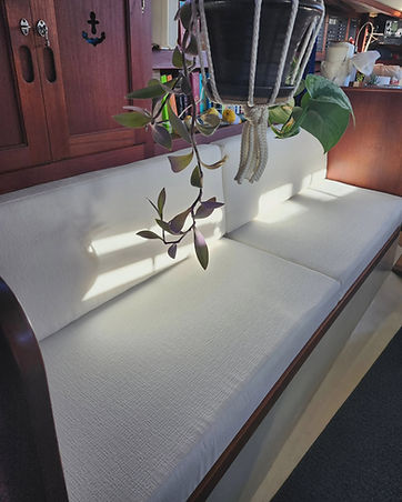 Custom boat interior cushions with Crypton performance fabric