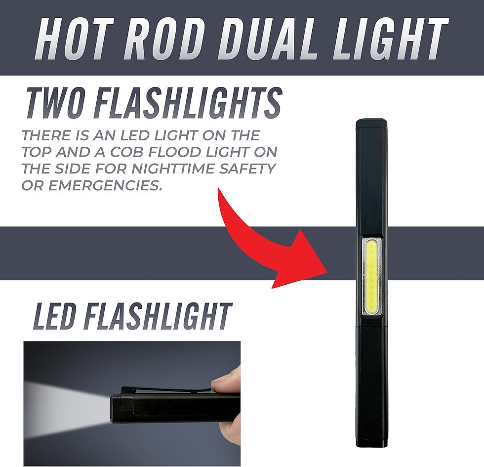 Thumbnail: Hot Rod Dual Light with Two Flashlights, LED and COB floodlight for emergencies.